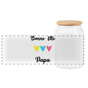 DAD. FATHER'S DAY. HAPPY FATHER'S DAY. HAPPY BIRTHDAY. - Panoramic Cookie Jar with Wooden Lid - white - Front
