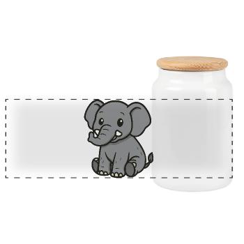 Niedlicher Cartoon-Elefant – Sanfter Riese - Panorama Keksdose mit Holzdeckel - Weiß - Vorne
