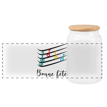HAPPY BIRTHDAY. HEART. HAPPY MOTHER'S DAY. MOM - Panoramic Cookie Jar with Wooden Lid - white - Front