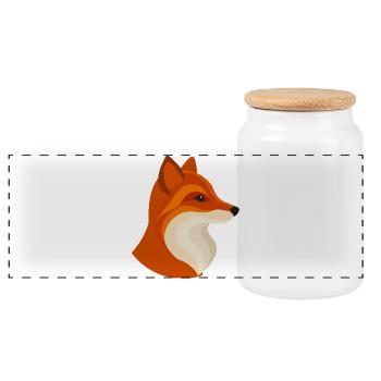 Renard moderne – géométrique et élégant - Boîte à biscuits avec couvercle en bois - blanc - Devant