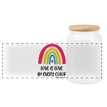 Mois de la fierté LGBTQ - L’amour, c’est l’amour dans toutes les couleurs - Boîte à biscuits avec couvercle en bois - blanc - Devant