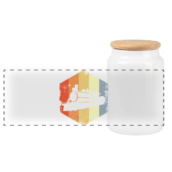 Retro Steam Locomotive - Panoramic Cookie Jar with Wooden Lid - white - Front