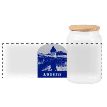 Lucerne, Suisse - Boîte à biscuits avec couvercle en bois - blanc - Devant