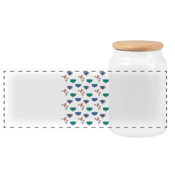 Romance de jardin - Boîte à biscuits avec couvercle en bois - blanc - Devant
