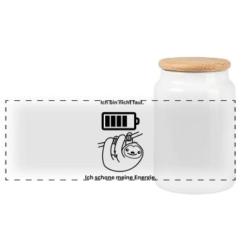 Je ne suis pas paresseux - Boîte à biscuits avec couvercle en bois - blanc - Devant