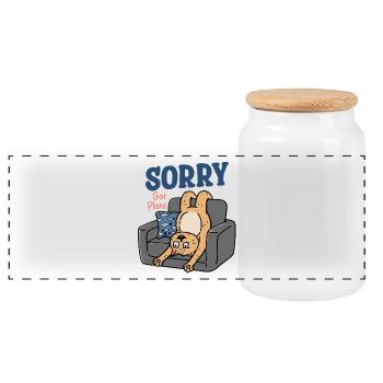 The Cat Got plans - Panoramic Cookie Jar with Wooden Lid - white - Front