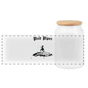 Pied Piper of Hamelin - Panoramic Cookie Jar with Wooden Lid - white - Front
