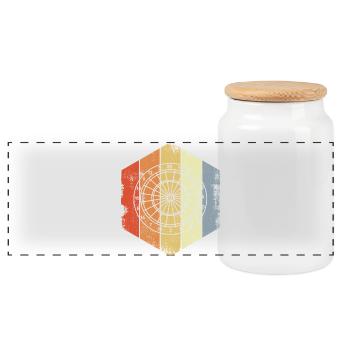 Dartboard Sketch - Panoramic Cookie Jar with Wooden Lid - white - Front