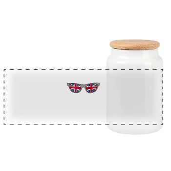 White UK Lion - Panoramic Cookie Jar with Wooden Lid - white - Front