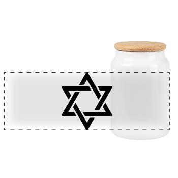 Étoile de David en noir - Boîte à biscuits avec couvercle en bois - blanc - Devant