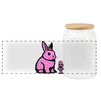 Princesse lapin - Boîte à biscuits avec couvercle en bois - blanc - Devant