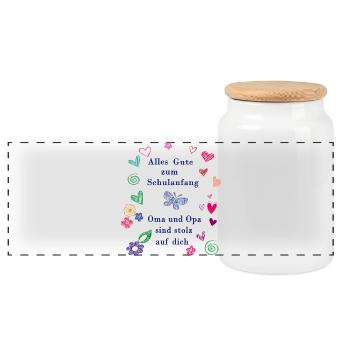 Back to school - Panoramic Cookie Jar with Wooden Lid - white - Front
