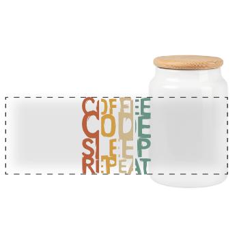 Coffee Code Sleep Repeat – Conception pour les développeurs - Boîte à biscuits avec couvercle en bois - blanc - Devant
