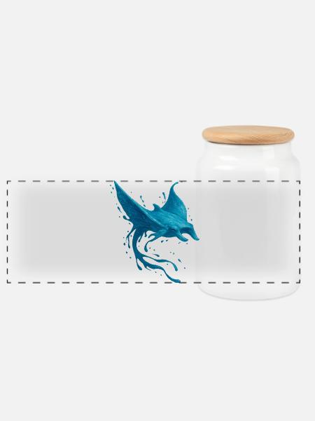 Fluid Manta - Panoramic Cookie Jar with Wooden Lid - white