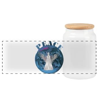 Paix sur Terre avec la protection des anges - Boîte à biscuits avec couvercle en bois - blanc - Devant