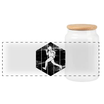 Coureur - Boîte à biscuits avec couvercle en bois - blanc - Devant