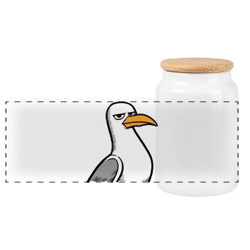 Seagull View - Panoramic Cookie Jar with Wooden Lid - white - Front