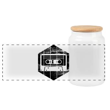 Cassette des années 80 - Boîte à biscuits avec couvercle en bois - blanc - Devant