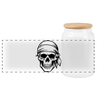 Crâne de pirate - Boîte à biscuits avec couvercle en bois - blanc - Devant