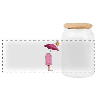 Eis-Sommertraum mit Sonnenschirm - Panoramic Cookie Jar with Wooden Lid - white - Front