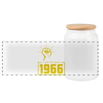 Retro Revolution 1966 T-Shirt Design - Panorama Keksdose mit Holzdeckel - Weiß - Vorne