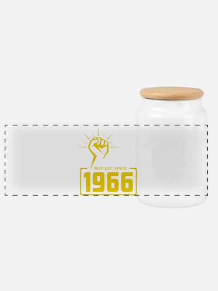 Retro Revolution 1966 T-Shirt Design - Panorama Keksdose mit Holzdeckel - Weiß