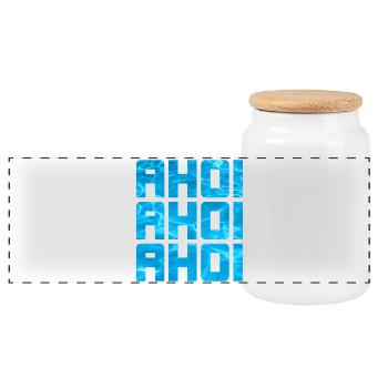 Ahoy Pool Sea Water Maritime Cool Sayings Captain - Panoramic Cookie Jar with Wooden Lid - white - Front
