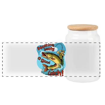 Rien ne vaut une bonne conception de pêche - Boîte à biscuits avec couvercle en bois - blanc - Devant