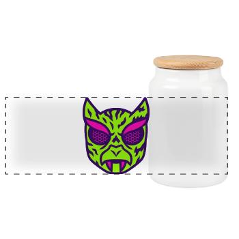 Neon Viper Mask - Panorama Keksdose mit Holzdeckel - Weiß - Vorne