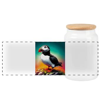 macareux - Boîte à biscuits avec couvercle en bois - blanc - Devant