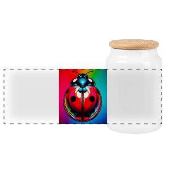 ladybird - Panoramic Cookie Jar with Wooden Lid - white - Front