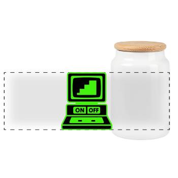 Ordinateur Minimal Pop Art - Boîte à biscuits avec couvercle en bois - blanc - Devant