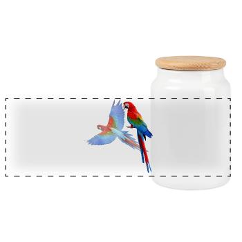 Parrot - Panoramic Cookie Jar with Wooden Lid - white - Front