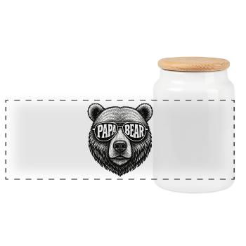 Idée cadeau Papa Bear Look Retro avec lunettes de soleil - Boîte à biscuits avec couvercle en bois - blanc - Devant