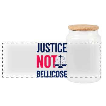 JUSTICE_NOT_BELLICOSE - Panorama Keksdose mit Holzdeckel - Weiß - Vorne