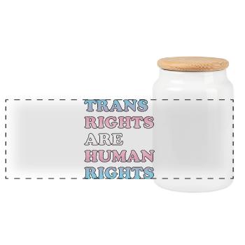 Trans rights are human rights - transgender flag  - Panoramic Cookie Jar with Wooden Lid - white - Front