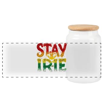 Rasta Lion Irie Vibes Chill Roots Jamaica - Panoramic Cookie Jar with Wooden Lid - white - Front