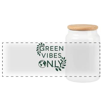 Eco Friendly Green Vibes Only Earth Love - Panoramic Cookie Jar with Wooden Lid - white - Front