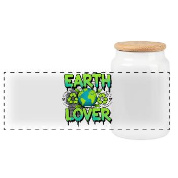 Amoureux de la Terre Graffiti Planète Eco Spirit - Boîte à biscuits avec couvercle en bois - blanc - Devant