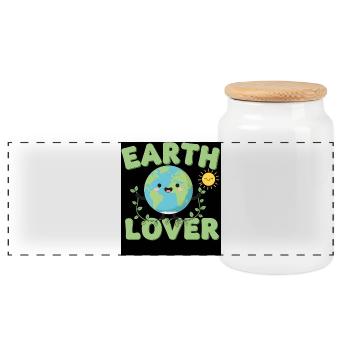 dessin animé humoristique amoureux de la terre - Boîte à biscuits avec couvercle en bois - blanc - Devant