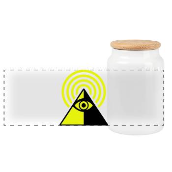 Pyramid Eye - Panoramic Cookie Jar with Wooden Lid - white - Front
