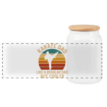 Karate Dad Sunset Fitness Tee - Panoramic Cookie Jar with Wooden Lid - white - Front