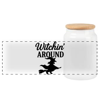 Witchin' Around - Panoramic Cookie Jar with Wooden Lid - white - Front