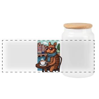 Amsterdam canal belt animal - Panoramic Cookie Jar with Wooden Lid - white - Front