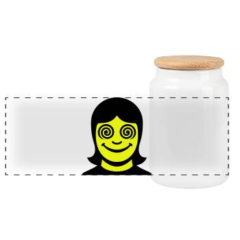 Visage hypnotique - Boîte à biscuits avec couvercle en bois - blanc - Devant