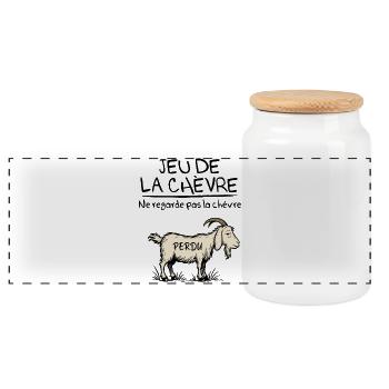 Le jeu de la chèvre - Boîte à biscuits avec couvercle en bois - blanc - Devant