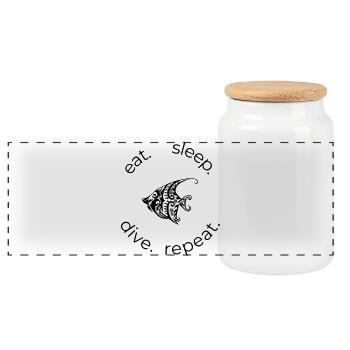 Manger dormir plonger Répéter – Poisson tribal - Boîte à biscuits avec couvercle en bois - blanc - Devant