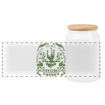 SHOUTOUT TO PLANTS - Panoramic Cookie Jar with Wooden Lid - white - Front