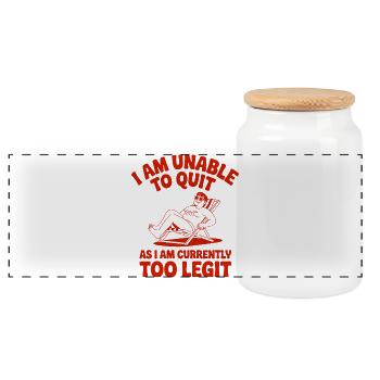 Too Legit to Quit Funny Retro - Panoramic Cookie Jar with Wooden Lid - white - Front
