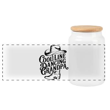 Linedance Opa cooler Line Dance Opa - Panorama Keksdose mit Holzdeckel - Weiß - Vorne